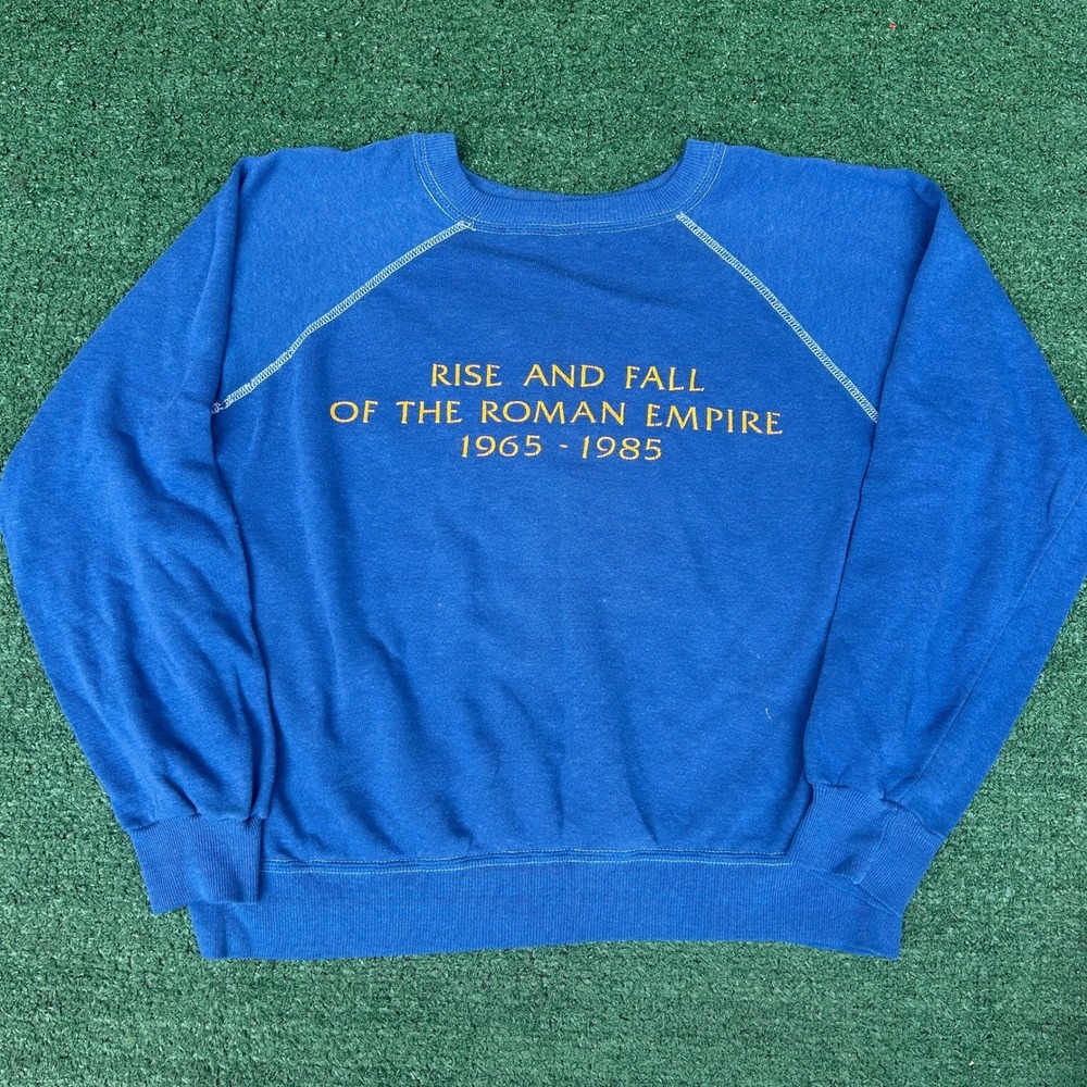 Vintage Roman Empire Sweatshirt Blue Large Colosseum Graphic True Vintage Raglan